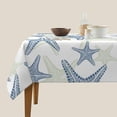 thumbnail image 5 of Beach Square Tablecloth 60x60 Inch Ruitic Navy Blue and Teal Starfish Table Cloth Waterproof Fabric Farmhouse Coastal Tablecloths Decorative for Holiday Home Party Picnic, 5 of 6