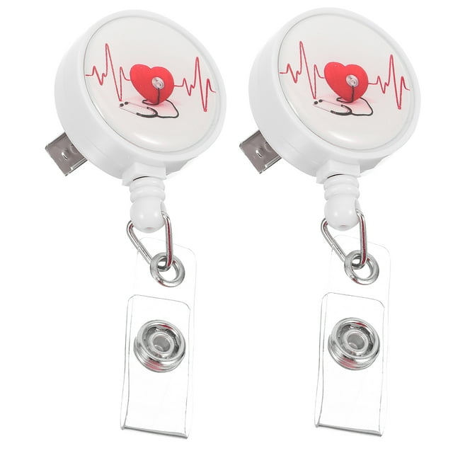 Multi Color 8.50X3.00X2.20cm Badge Holder Retractable with Clip-on and Key Chain for Nurses Doctors 2Pcs