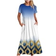 thumbnail image 2 of Fankiway Robe Longue Imprimée à Manches Courtes Col Rond Ample Grande Taille pour Femmes Rondes Robes de Printemps pour Femmes 7115, 2 of 6