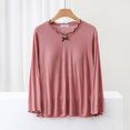 thumbnail image 4 of Birdeem Blouse Femme Unie Décontractée Mode Col Rond Manches Longues Pyjama Tops, 4 of 12