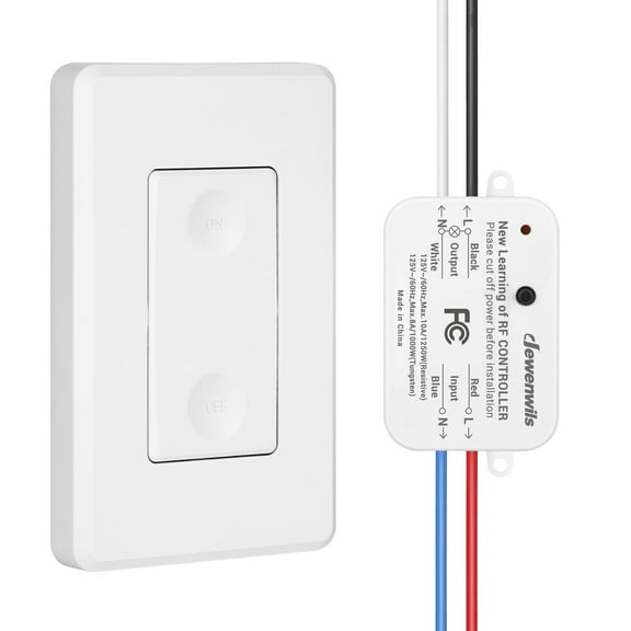 DEWENWILS Indoor Wireless Light Switch, for Halloween and Christmas Remote Control Wall Light Switch and Receiver Kit, No in-Wall Wiring Required, White