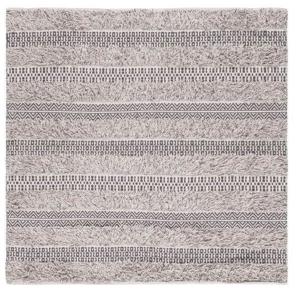 SAFAVIEH Natura Trinity Geometric Cotton Area Rug, Grey/Ivory, 6' x 6' Square