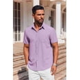 thumbnail image 3 of COOFANDY Mens Button Down Short Sleeve Shirt Casual Summer Stretch Dress Shirts Wrinkle Free, 3 of 6
