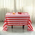 thumbnail image 2 of BalsaCircle 60" x 102" Red White Satin Stripes Rectangle Tablecloth Reception Dining Linens, 2 of 6