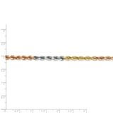 14K Tri-Color Gold 4mm Diamond Cut Rope Chain Bracelet 7 IN - Walmart.com
