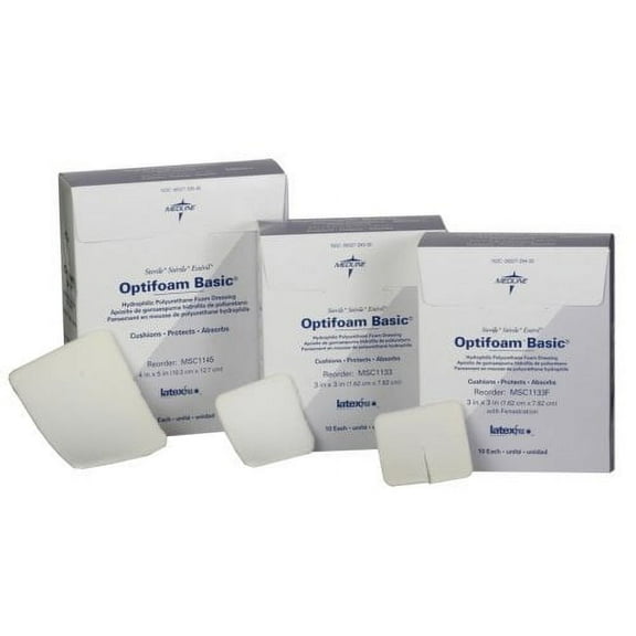 Medline MSC1133, Optifoam® Basic Foam Dressing, Foam, White, 100/CS (848584_CS)