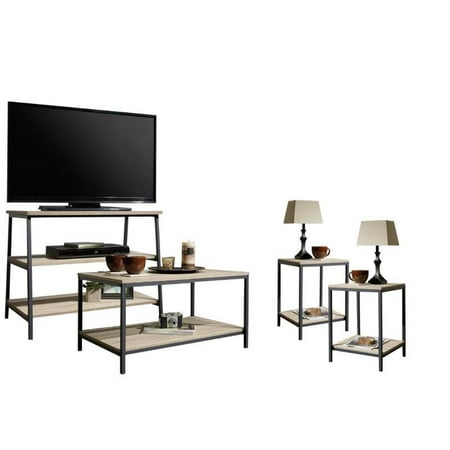 4 Piece Living Room Set with TV Stand, Coffee Table, and Set of 2 End Tables in Charter Oak 4 Piece Living Room Set with TV Stand, Coffee Table, and Set of 2 End Tables in Charter Oak