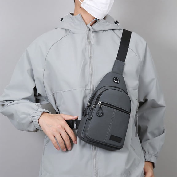 ROLKFUK Mens Sling Bag Waterproof Multi-functional Chest Pack Travel Hiking Cycling Running EDC Shoulder Bag with Headphone Port Lightweight Daypack Organized Bags