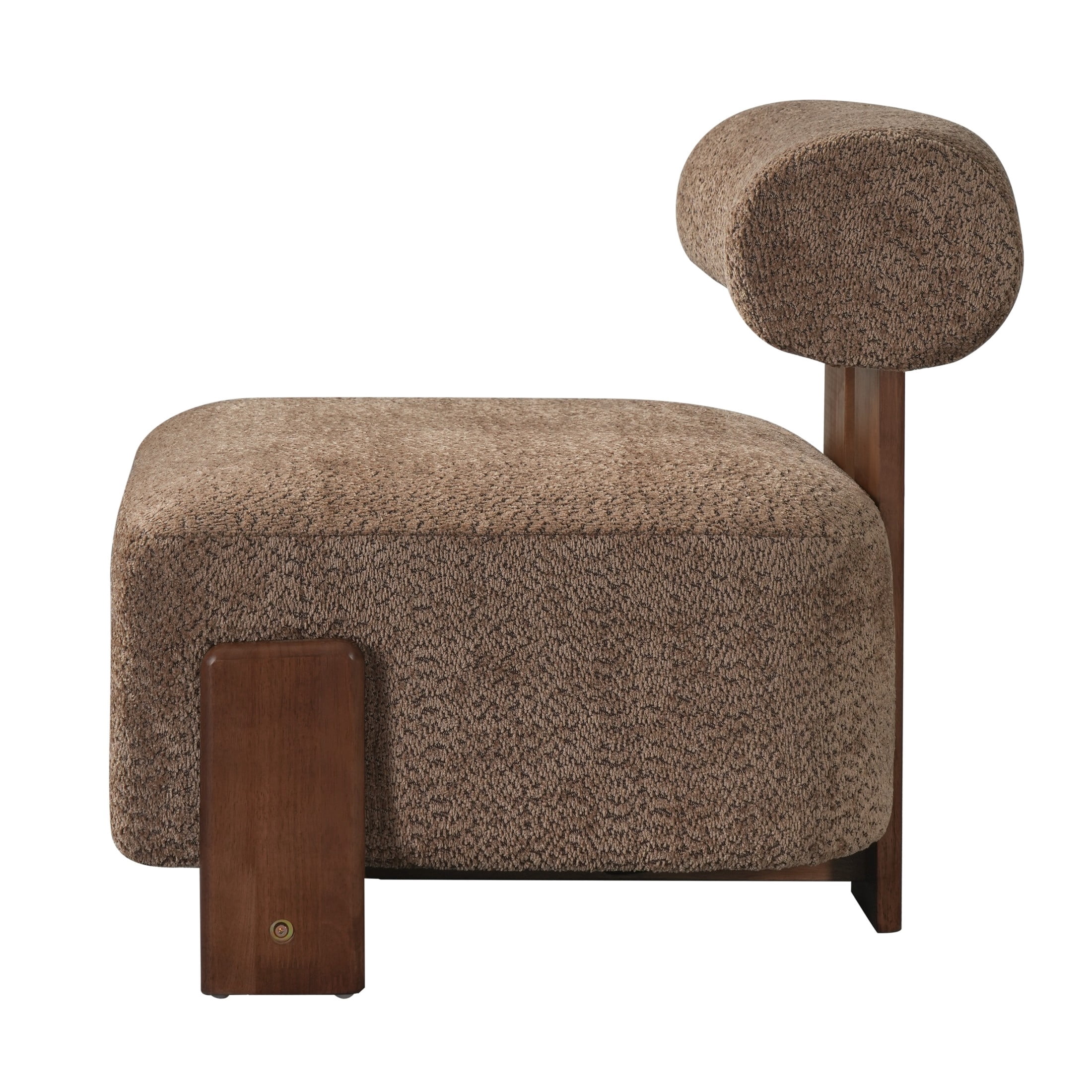 Christopher Knight Home 27.25" Modern Boucle Accent Chair with Rolled Backrest, Solid Wood Frame, Brown