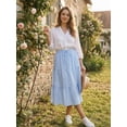 thumbnail image 5 of DARING DIVA Women's Gingham Drawstring Waist A-Line Midi Skirt X-Large Sky Blue, 5 of 8