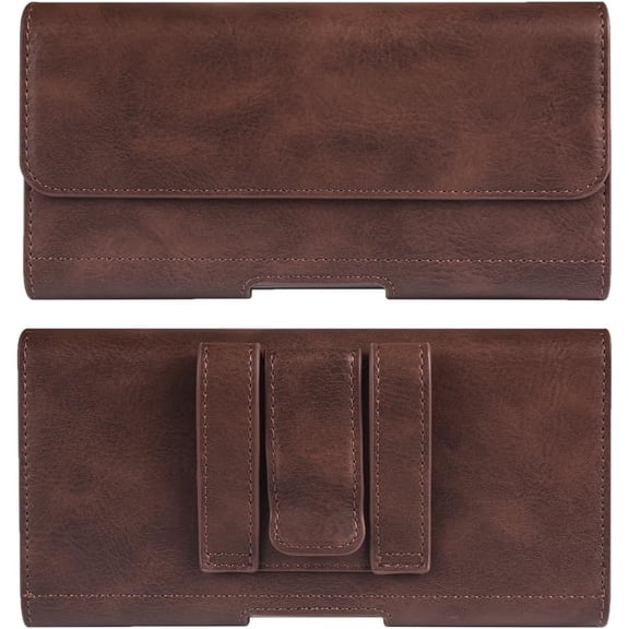 Large Cell Phone Holster PU Leather Pouch Belt Clip Case Holder for Motorola Moto G Power 5G 2024 G 2025 G Play 2023 G Stylus 5G 2022, Galaxy A05 A16 A14 A13 A03s A42 S25 Ultra,  (Brown, XL)