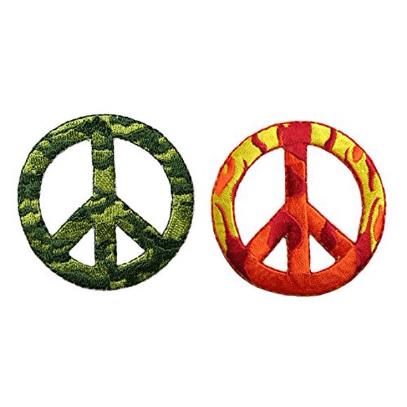 Altotux 2 Pcs Patch Autocollant à Repasser avec Signe de Paix Flamme Camouflage (Combinaison)