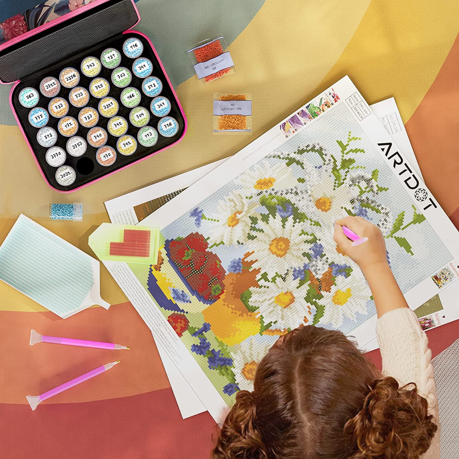 Scatola Organizer Per Diamond Painting - 60 Scomparti Con Etichette, Trasparente - Foto 6