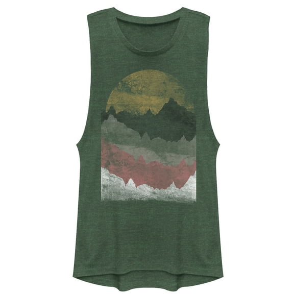 Junior's Lost Gods Desert Landscape  Festival Muscle Graphic Tee Pine Green Heather 2X Large