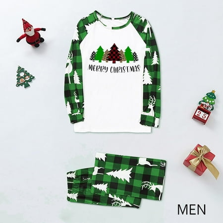 

JUNBYONE Parent-Child Wear Plaid Print Round Neck Long Sleeve Loungewear Set Family Set