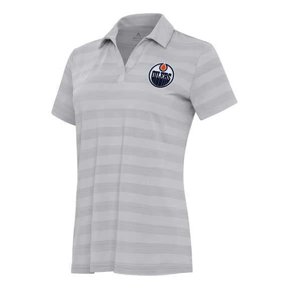 Women's Antigua Gray Edmonton Oilers Tunnel Polo