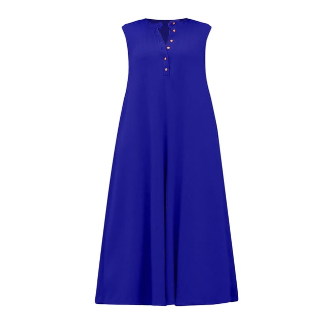 HBFAGFB Combinaisons pour Femmes Grande Taille Col Rond Décontracté Sans Manches Taille Haute Combinaisons Bleu Taille TTTG