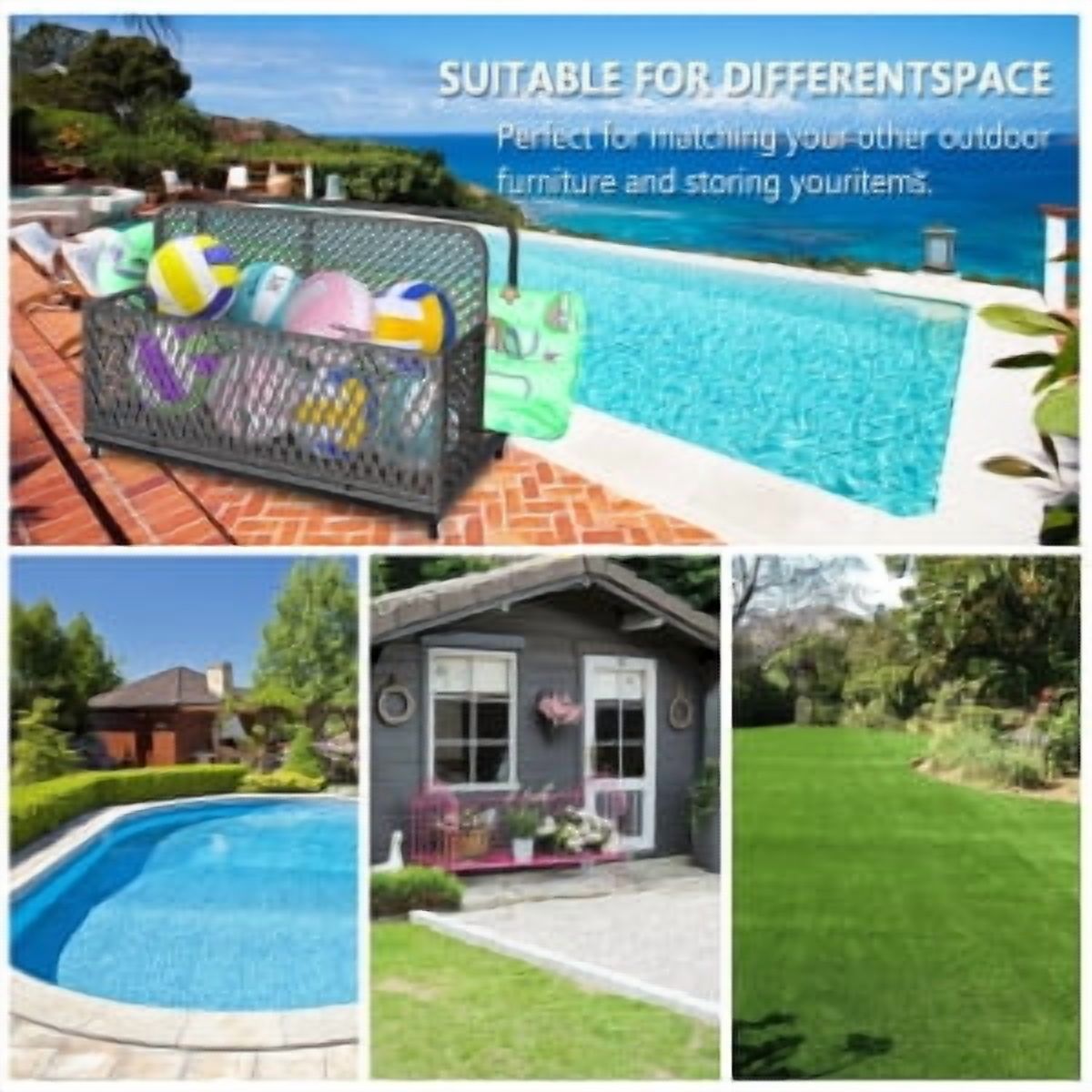 Pool Float Storage,Outdoor Pool Toy Storage Organizer for Pool Noodles,Toys,Floats,Balls,and Equipment,Rolling Storage Organizer Bin,PE Rattan Outdoor Pool Caddy