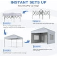 thumbnail image 3 of 10x10 Pop Up Canopy Tent Outdoor Canopy with 3 Removable Sidewalls One-Person Set Up Heavy Duty Commercial Instant Tent Shelter, 3 of 6