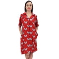thumbnail image 2 of Bimba Chemise de Nuit à Manches Courtes pour Femmes, Ouverture Frontale, Rouge - 26, 2 of 9