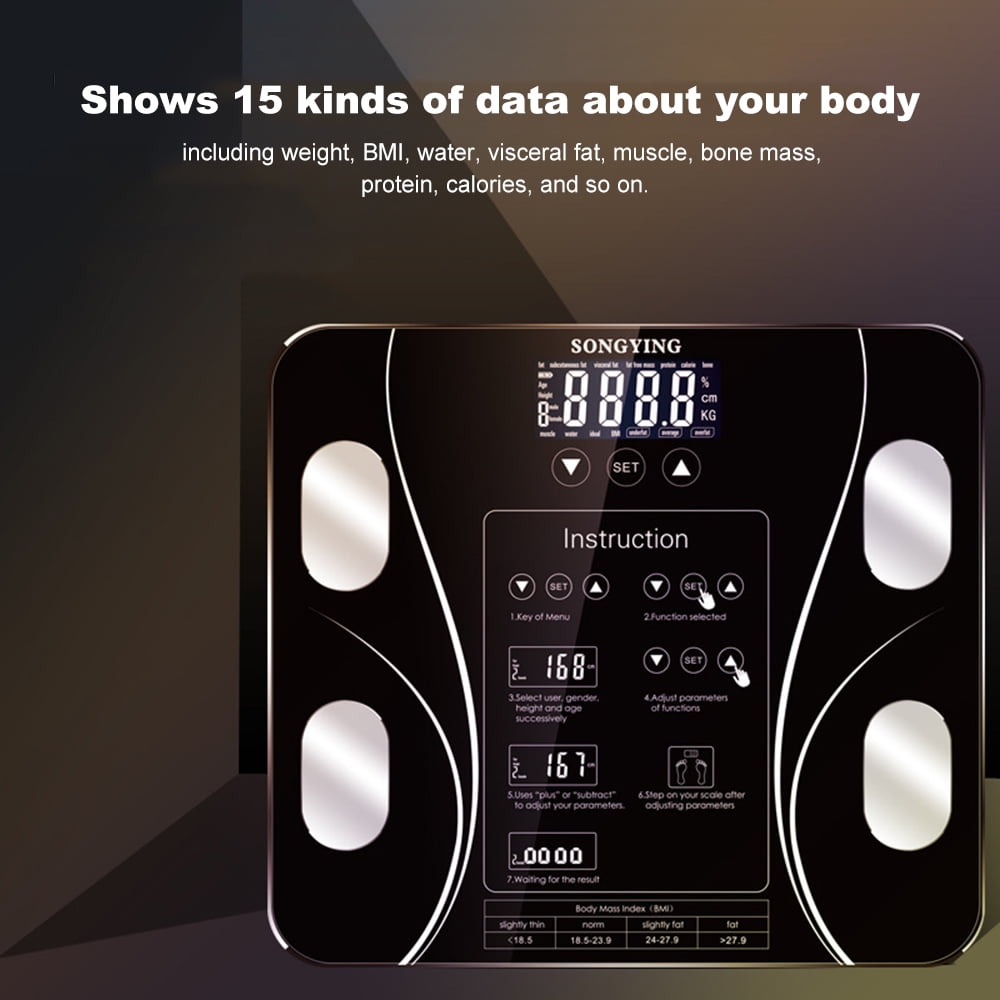 Body Fat Scales Smart BMI Scale Digital Bathroom Scales for Body Weight,  Body Composition Monitor Health Analyzer Weight Scale, Unlimited Users, APP  (Black) - KENTFAITH