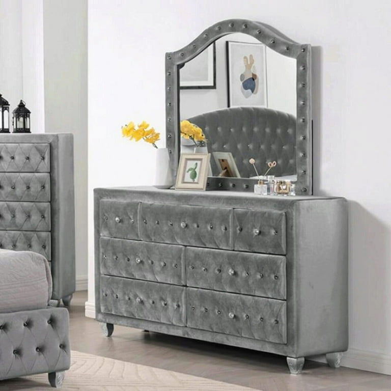 Grey cheap velvet dresser