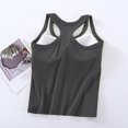 thumbnail image 4 of LYEAA Tank Top with Built in Bra Padded Sleeveless Crew Neck Basic Summer Casual Cropped Undershirt Solid Racerback Beach Pullover Vest Breathable Soft Loungewear Womens Going Out Clothes Gray S, 4 of 6