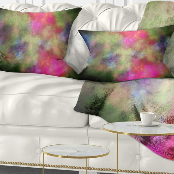 Designart Pink Starry Fractal Sky - Abstract Throw Pillow - 12x20