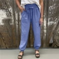 thumbnail image 3 of Fesfesfes Women Pant Fashion Solid Color Summer Casual Loose Tie Feet Tight Trousers Pants, 3 of 7