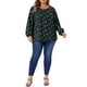 thumbnail image 2 of Blusas Casuales de Mujer Plus Size Agnes Orinda con Cuello Redondo, Manga Larga, Puños Elásticos y Estampado Floral Ditsy 4X Azul, 2 of 6