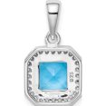 thumbnail image 3 of Sterling Silver Rhodium Plated Clear Cz And Square Blue Pendant Made In Thailand qp5265dec, 3 of 5