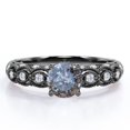 thumbnail image 1 of JeenMata Anillo de Compromiso Gótico de Inspiración Victoriana con Diamante Natural de Sal y Pimienta de Talla Redonda de 1,10 Quilates Tallado a Mano en Oro Negro de 18 K sobre Plata, 1 of 6