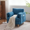 thumbnail image 5 of 29.5 "W Modern Fabric Decorative Chair Armchair Upholstered Reading Chair Single Sofa Casual Club Chair with Solid Wooden Feet and 2 Pillow, for living room, bedroom, bed room, office, corduroy fabric, 5 of 7