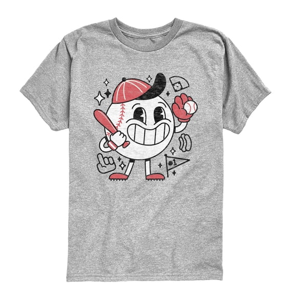 Instant Message - Baseball Mascot - Youth Boys Short Sleeve Graphic T-Shirt