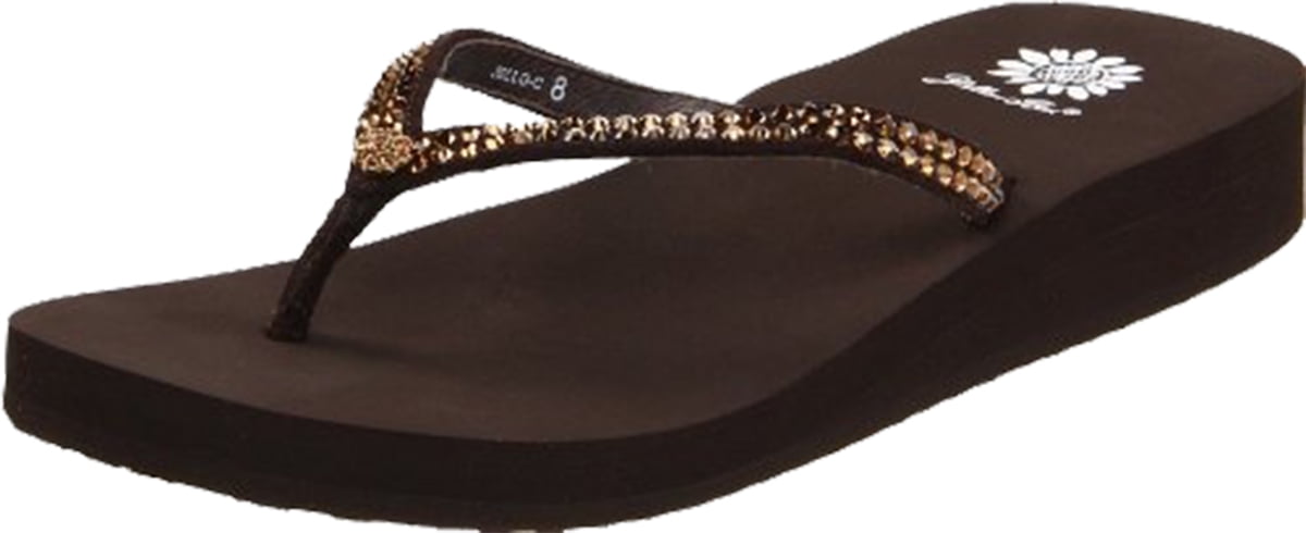 bronze flip flop sandals