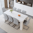 thumbnail image 6 of ExtraLco Dining Table Set for 8, White Marble MDF Table with 8 Light Gray PU Chairs for Dining Room, 6 of 10