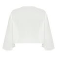thumbnail image 4 of ZALDITA Womens Shrug Soft Chiffon Open Front Sheer 3/4 Sleeve Cropped Bolero Cardigan Ivory XXL, 4 of 6