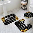 thumbnail image 3 of Please Take off Your Shoes Bathroom Rugs Set Sunflower Non Slip Absorbent Soft Bath Mats 3 Piece Set with Bathroom Rug, U-Shaped Floor Mat, Toilet Seat Cover Large Size, 3 of 9