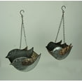 Zeckos Galvanized Embossed Metal Bird Hanging Planters Set of 2