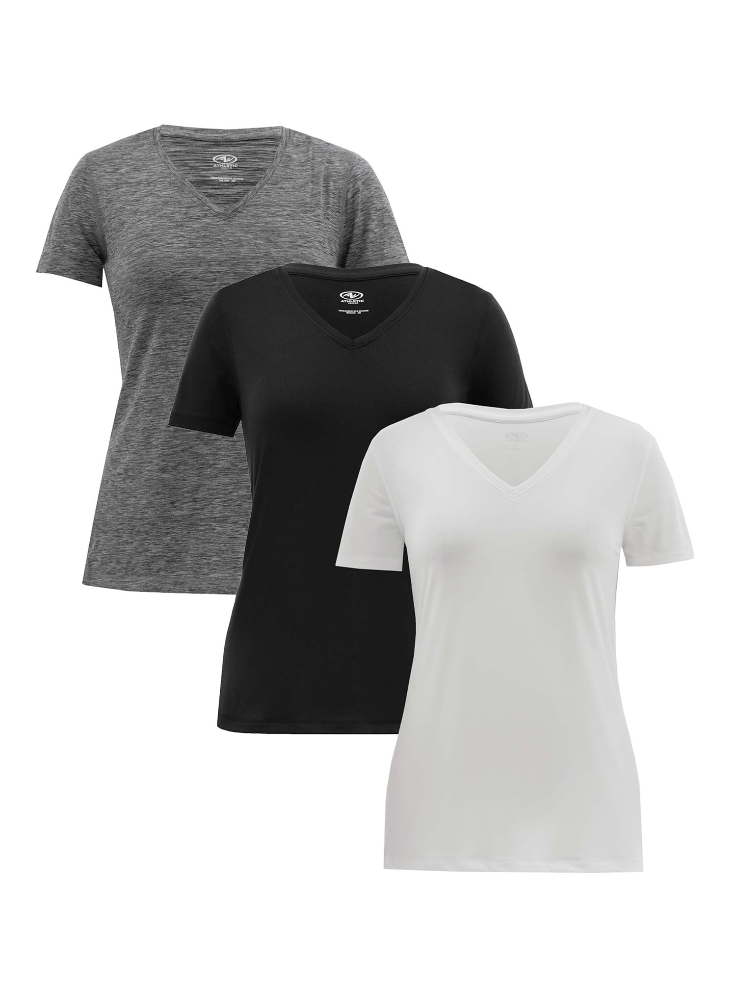 Athletic Women's Core Active Short Sleeve V-Neck 3-Pack - Walmart.com