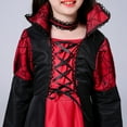 thumbnail image 6 of Halloween Queen Costume Witch Vampire Outfit Devil Long Dress Stand Collar Girl Cosplay Party Dress up Kids Fancy Scary Dress 2-18 Years, 6 of 9