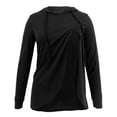 thumbnail image 2 of Annhoo Nursing Maternity Tops Long Sleeve Layered Drawstring Breastfeeding Hoodies Casual Pregnant Shirts Solid Color Blouses, 2 of 4