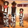 thumbnail image 2 of Toddler Boys Casual Outfit Sets Kids Solid Color West Cowboy Cow Fancy Dress With Bandana Vest Hat Holiday Wear,Brown,L, 2 of 6