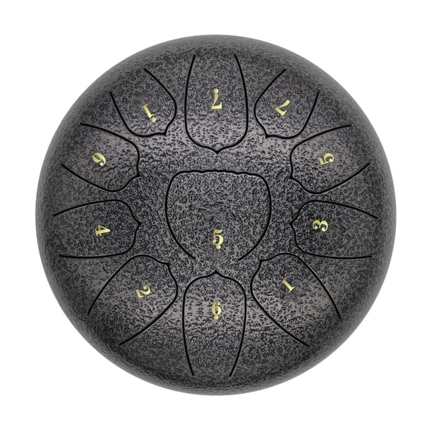 Tambor de lengua de acero de 10 pulgadas. tambor de mano de 11 notas con mazo de tambor. púas para dedos. percusión para meditación y Yoga Romacci Tambor de lengua de acero