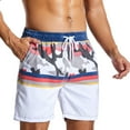 thumbnail image 5 of Jewelreauty Father's Day Men Hawaiian Beach Shorts Casual Striped Drawstring Loose Summer Shorts, 5 of 7