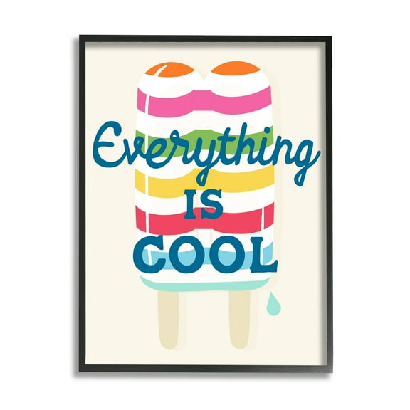 Stupell Industries Everything Is Cool Summer Striped Ice Pop Snack Graphic Art Black Framed Art Print Wall Art, Design by Daphne Polselli