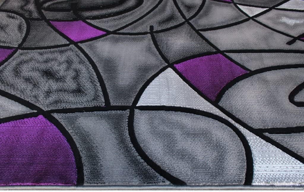 YHSF Modern Contemporary Area Rug for Living Room, Bedroom, and Office – Elegant Thick Carpet for Dining Room, Kitchen, & Hallways – Washable - Home Decor - Water Repellent - Purple (8x10 Feet)