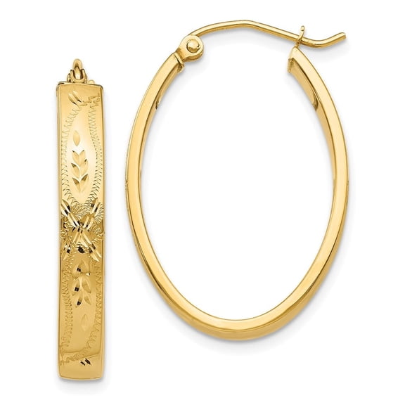 Auriga Fine Jewelry 14K Yellow Gold Satin and Oval Hoop Earrings for Women