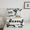 thumbnail image 4 of Cute Penguin Comforter Set Queen Size,Everybody Loves Penguins Bedding,Kawaii Wildlife Safari Animal Down Comforter,Beige Black Simple Duvet Insert with 2 Pillow Cases Bedroom Decor, 4 of 6