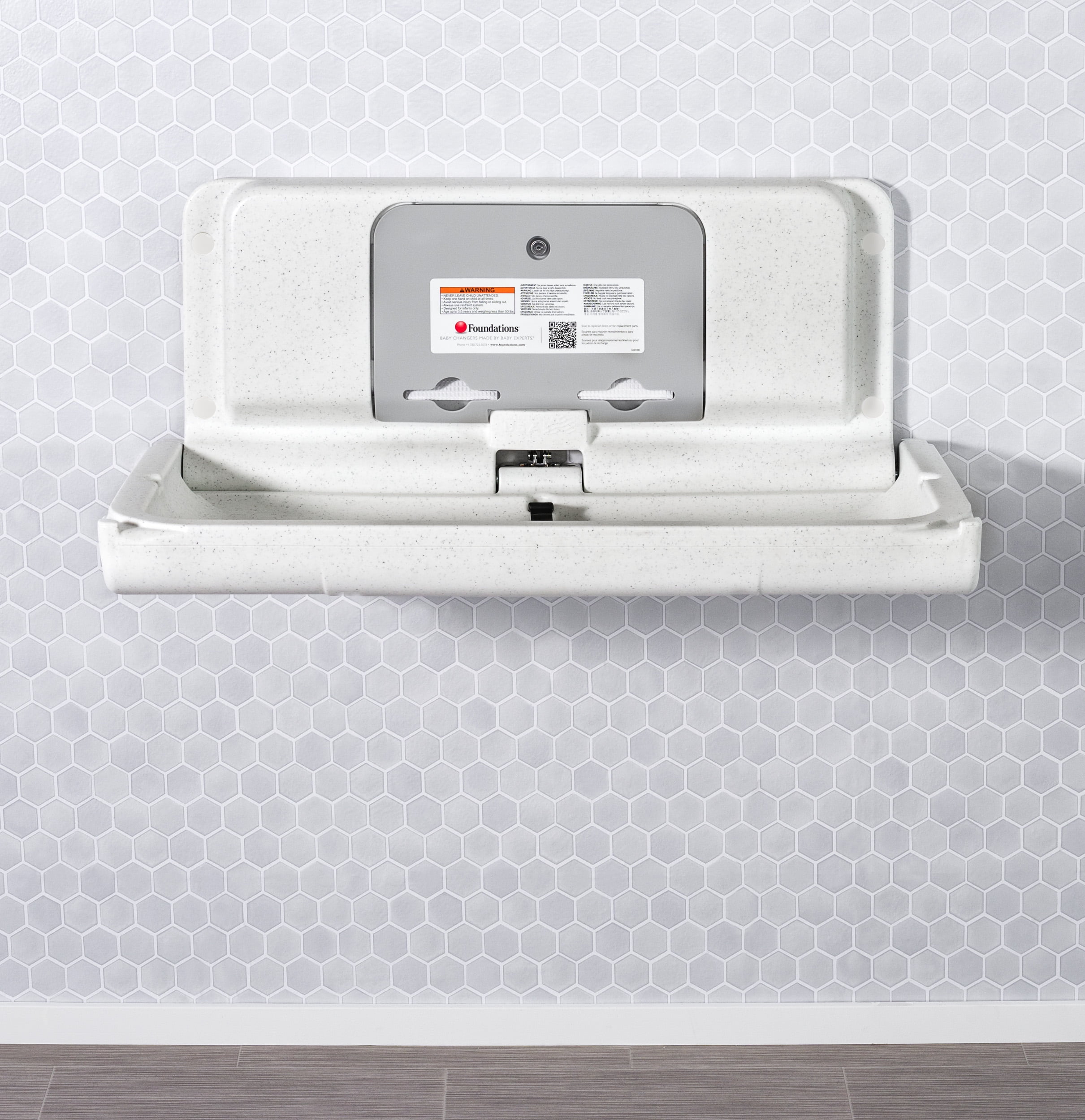 Foundations Ultra Horizontal Baby Changing Station, EZ Mount Backer Plate Included, White (200-EH-03)